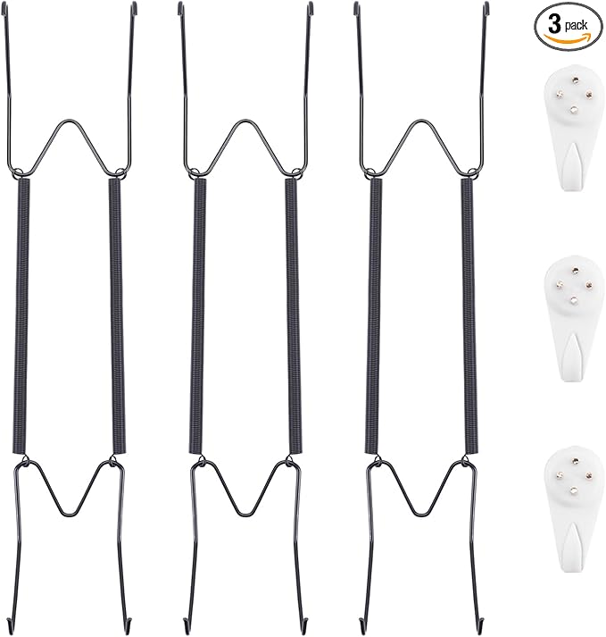 3 Pack Plate Hangers for The Wall, Suitable for 12-16 inch Art Plate, Stainless Steel Invisible Heavy Duty Wire Plate Holder with Wall Hooks, Plate Hangers for Displaying Plates, Platter, Dish, Black