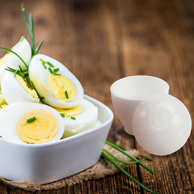 Mikinona 10pcs White Microwave Egg Steaming Cups Egg Holder Mini Cooker for Home Kitchen Steamed Bowls Specialty Cookware