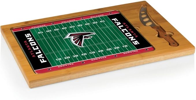 PICNIC TIME NFL Football Field Icon Glass Top Cutting Board & Knife Set, (Parawood & Bamboo)