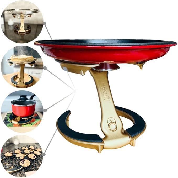 Trivae Pot Lid Holder – 4-in-1 Pot Lid Holder While Cooking, Pan Lid Holder, Trivet & Cake Stand – Versatile Kitchen Tool for Hot Pots, Serving & Display – Space-Saving, Heat-Resistant Stand