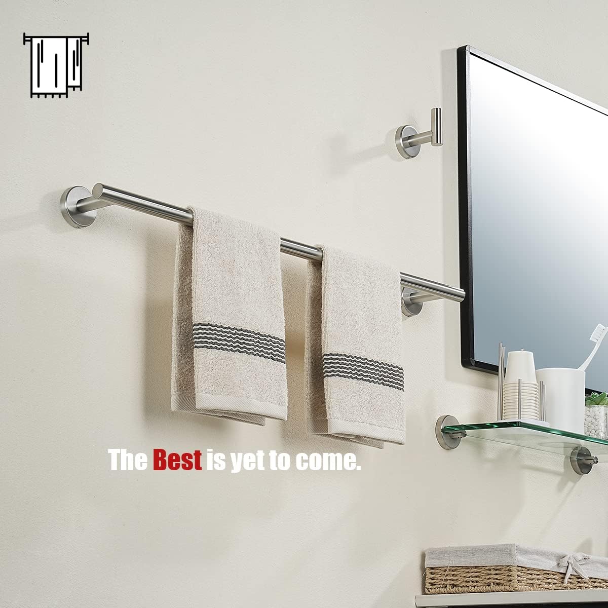 JQK Bath Towel Bar, 27 Inch 304 Stainless Steel Thicken 0.8mm Towel Rack Bathroom, Towel Holder Brushed Finished Wall Mount, Useable Length 24 Inch 2 Pack, TB110L24-BN-P2