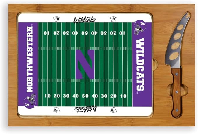 PICNIC TIME NCAA Icon Glass Top Cutting Board & Knife Set, Cheese Boards Charcuterie Boards, Serving Platter, (Parawood & Bamboo)