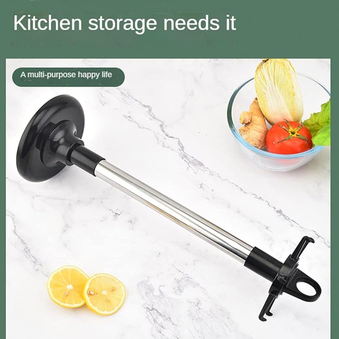 Swivel Kitchen Utensils Stand with 6 Hooks Rotatable Kitchenware Holder Rack Home Kitchen Utensils Organizer Holder, 42x13cm, Black＋silver