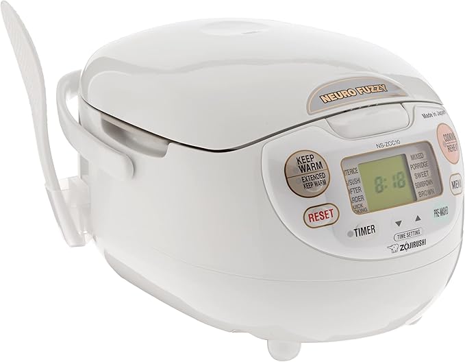 Zojirushi NS-ZCC10 Neuro Fuzzy Cooker, 5.5-Cup uncooked rice / 1L, White & NS-RPC10FJ Rice Cooker and Warmer, 5.5-Cup (Uncooked), Tulip