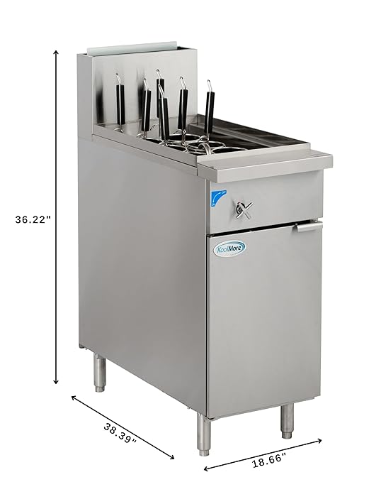 KoolMore 6-Basket 11 Gallon Commercial Natural Gas Pasta Cooker with 70,000 BTU, ETL Listed in Stainless-Steel (KM-PC6-NG)