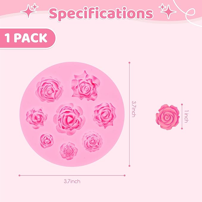 YunKo Rose Flower Fondant Mold Mini Chocolate Mold for Decorating Cake Candy Chocolate DIY Cake Decorating