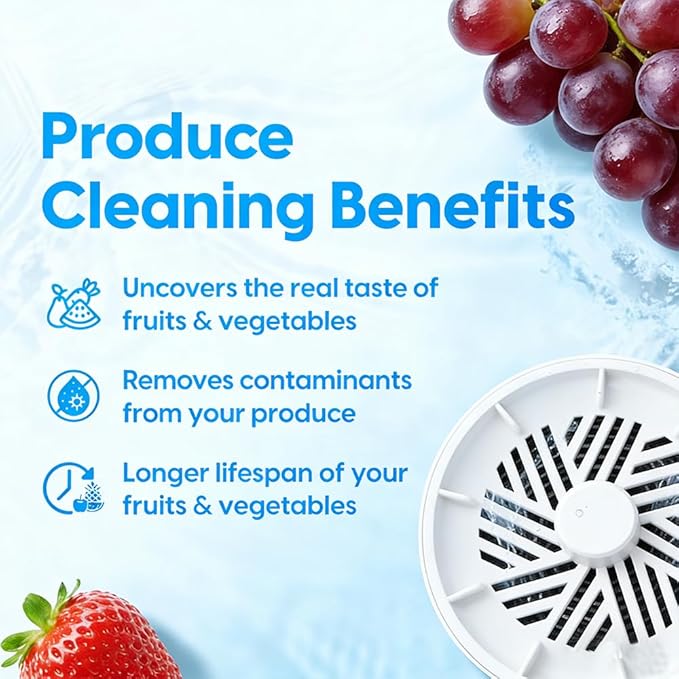 Fruit and Vegetable Cleaner Device,Portable USB Wireless Veggie Wash with Purification Technology,Periproduce Vegetable Cleaner,Portable Wireless Veggie Wash for Washing Fruits,Vegetables,Meat(White)