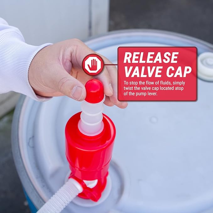 TERA PUMP Manual Hand-Operated Siphon Quick Liquid Transfer Drum Barrel Pump For Emergency Drinking Water (Food Grade BPA Free) Fits 55 Gallon Drums
