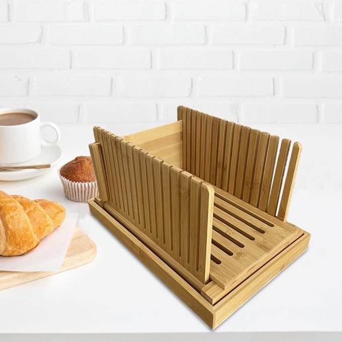 Fenteer Bamboo Bread Slicers Toast Slicers Manual Kitchen Tools Cutting Guide Bread Loaf Slicers Bread Slicers Machine for, Style B