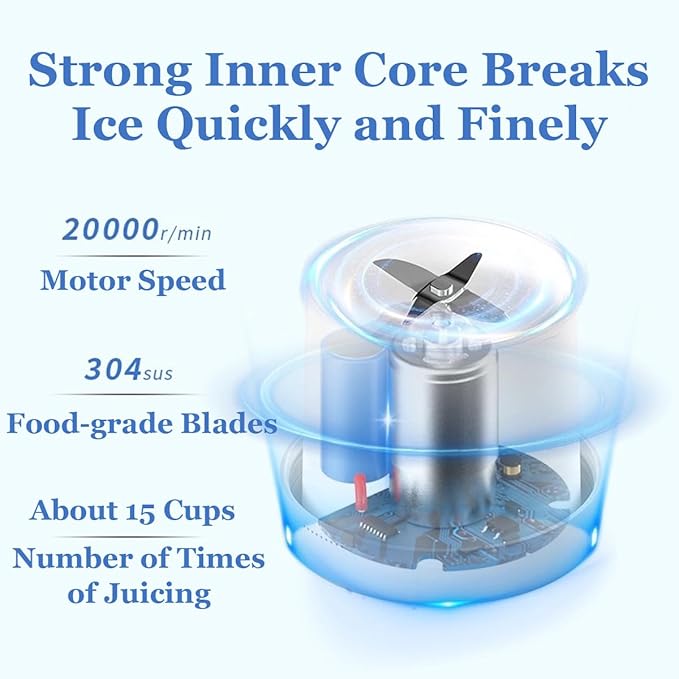 Upgraded Fresh Juice Blender Portable, Juicer Portable Blender Shake, 380ML USB/Magnetic Charging for Shakes and Smoothies, with Travel Cup and Lid (White,Magnetic charging)