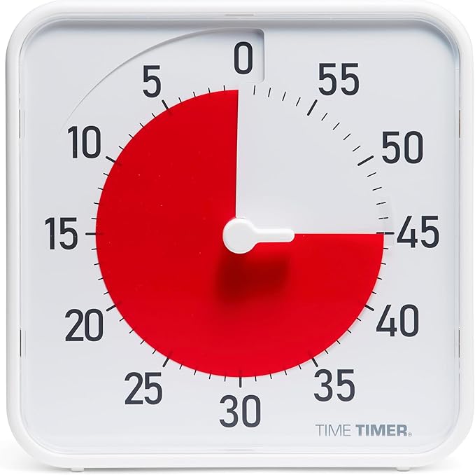 Time Timer Original 8" Visual Countdown Timer – Medium 60-Minute Classroom Visual Timer for Modern classrooms, Students & Adults – Helps with Focus, Sensory Needs, ADHD, Autism – (Red & White)