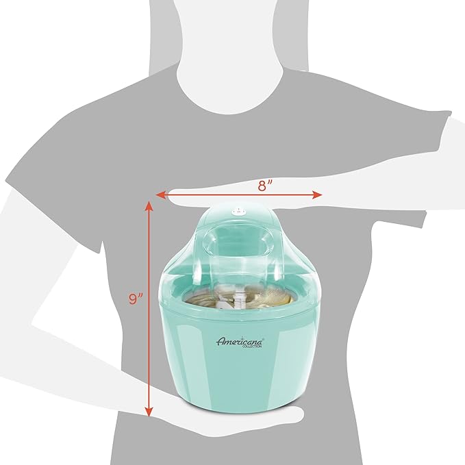 Americana Collection Elite EIM-1432M 1.5 Quart Automatic Easy Homemade Electric Ice Cream Maker, Frozen Yogurt, Sorbet, Gelato Treat, with Recipes, Mint