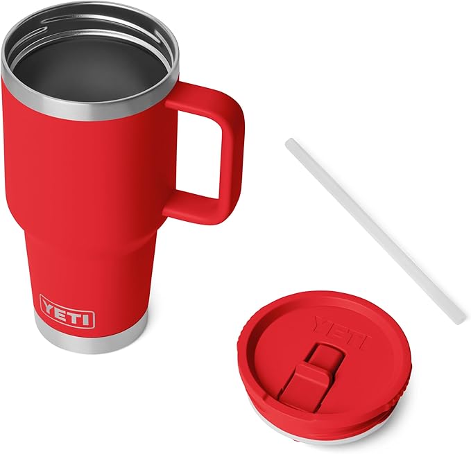 YETI Rambler 30 oz Travel Mug with Flip Straw Lid – Stainless Steel, Vacuum Insulated, Leakproof, Cup Holder Friendly