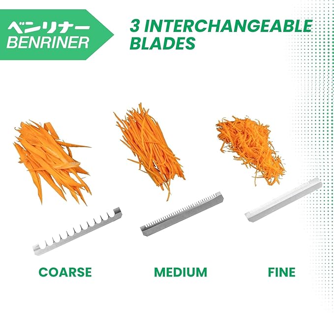 Benriner Mandoline Super Slicer, with 4 Japanese Stainless Steel Blades, BPA Free, 14.5 x 5.25-Inches, Official US Version with Authentic Retail Packaging