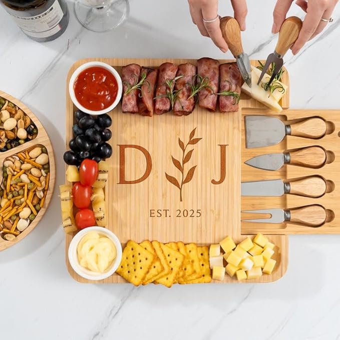 Personalized New Home Charcuterie Board, House Warming Cheese Board Gift Set - First Home Gifts, House Warming Gifts for Couple