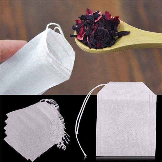 TamBee Tea Bags Disposable Tea Filter Bags Tea infusers Empty Muslin Drawstring Seal Filter Drawstring Herb Loose Tea Bag 400 Pack (400, 2.76" x 1.97")