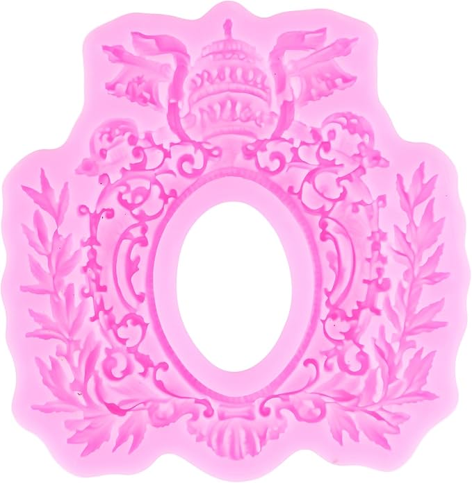 Mujiang Baroque Photo Frame Fondant Molds Picture Frame Silicone Mold Vintage Mirror Frame Molds for Cake Decoration Cupcake Topper Chocolate Candy Polymer Clay Gum Paste Set of 4