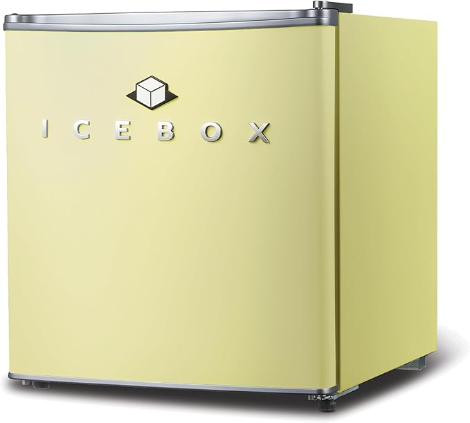 ICEBOX 1.7 Cu. Ft. Compact Refrigerator, ENERGY STAR Certified Small Refrigerator, Single Door Mini Fridge with Chiller Compartment, R600a Refrigerant, IBCR17SUN, Sun Yellow