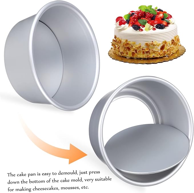 Cabilock Round Cake Molds Set with Parchment Liners Non-stick Detachable Bottom Baking Tins for Cheesecakes Mousses and Fruit Cakes High Temperature Resistant Baking Included