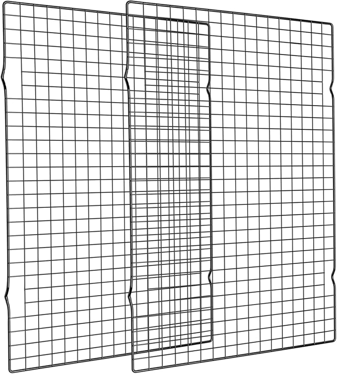 Briout Cooling Rack for Baking, 2-Pack 16x10 Inches Baking Rack, Thick Wire Cookie Rack for Cooking, Roasting, Grilling, Drying, Oven Safe, Fits Half Sheet Pan, Black