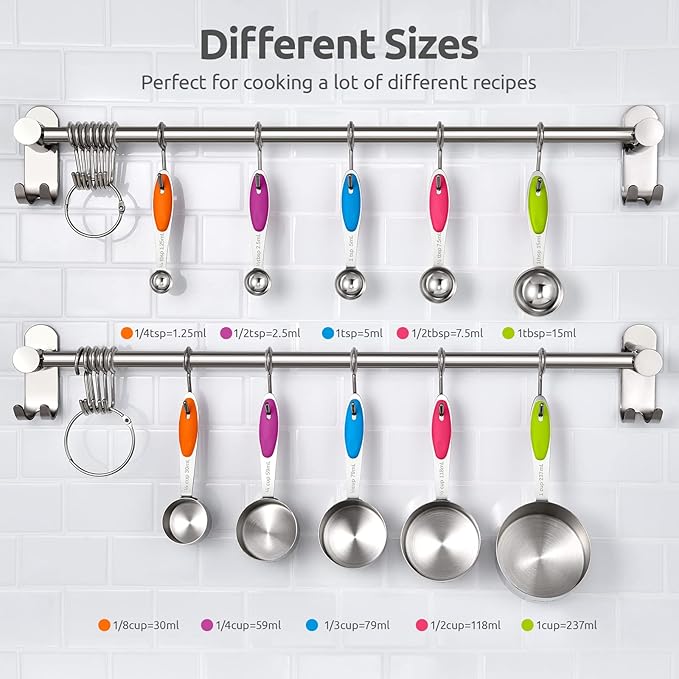 U-Taste 18/8 Stainless Steel Measuring Spoons Set for Dry and Liquid Ingredients(Set of 6), aU-Taste 18/8 Stainlessnd Upgraded Measuring Cups and Spoons Set of 10 with Reinforced Welded Handle (Color)