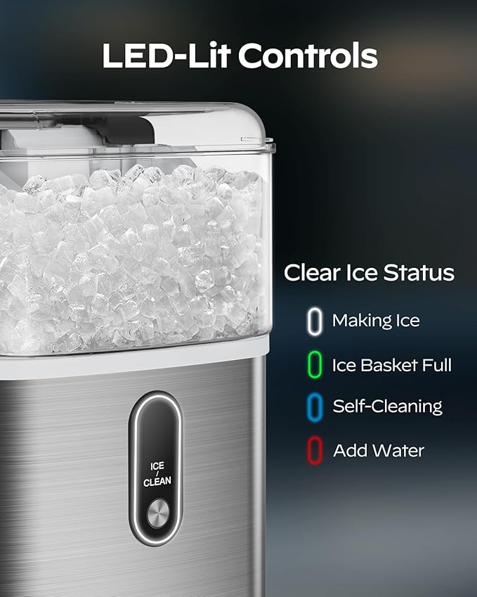 Totnz Nugget Countertop Ice Maker, Chewable Pellet Ice Machine with 35lbs for Home Kitchen Officce