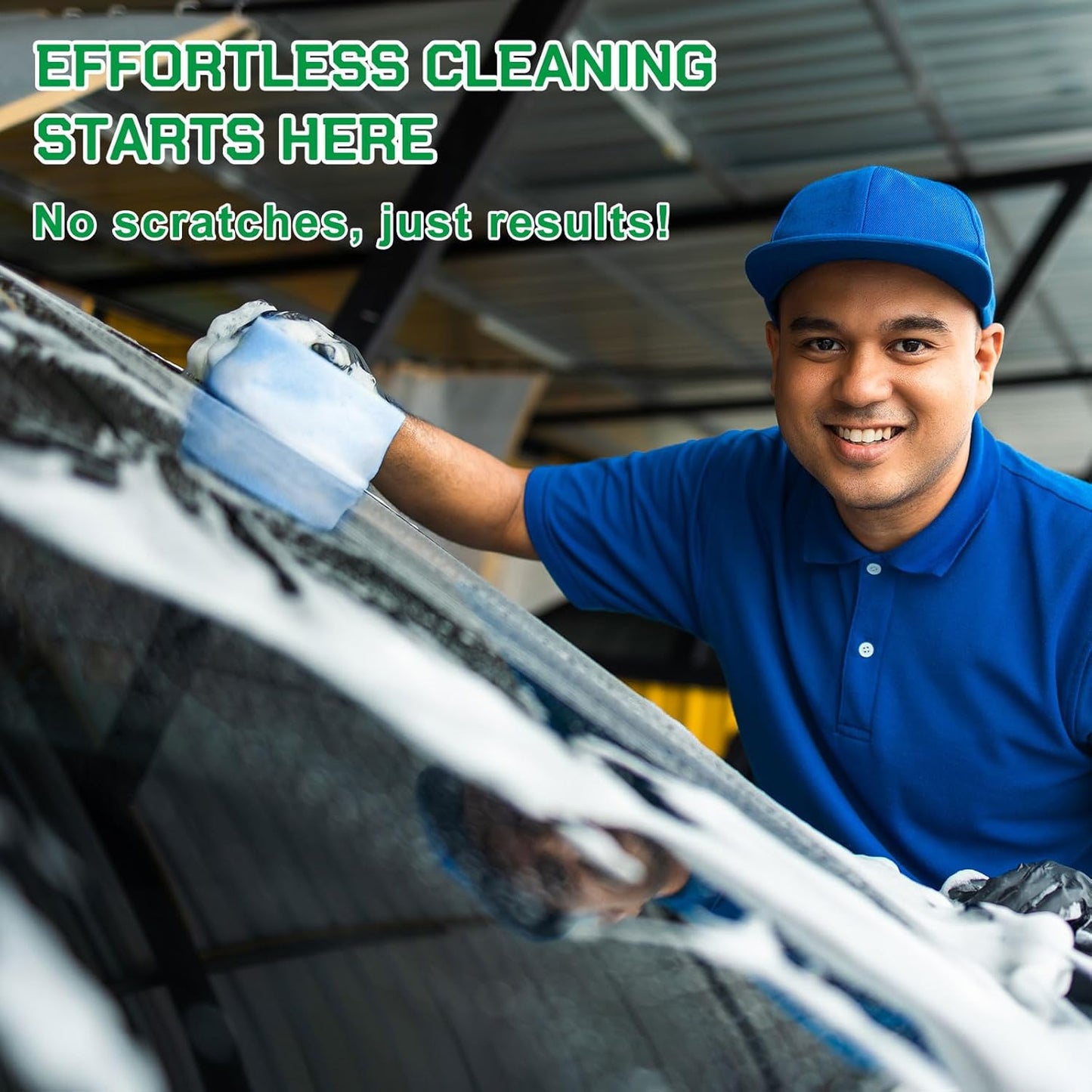 Vesici 48 Pack Car Wash Sponges Large Sponges Bulk Big All-Purpose Scrubber Thick Foam Car Cleaning Supplies for Washing Boat Kitchen Household with Single Vacuum Compressed Packing (Blue)