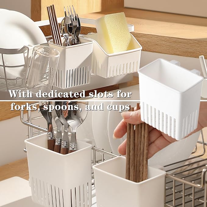 3 Pcs Utensil Drying Rack Universal Cup Silverware Utensil Drying Holder Basket for Home Kitchen, White