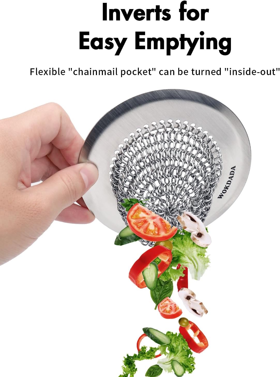 2 Pcs Sink Drain Strainer: Anti-Slip Flexible Chainlink, 304 Stainless Steel. Upgraded Clog-Free Kitchen Version, Easy-Clean Catcher for Garbage Disposal