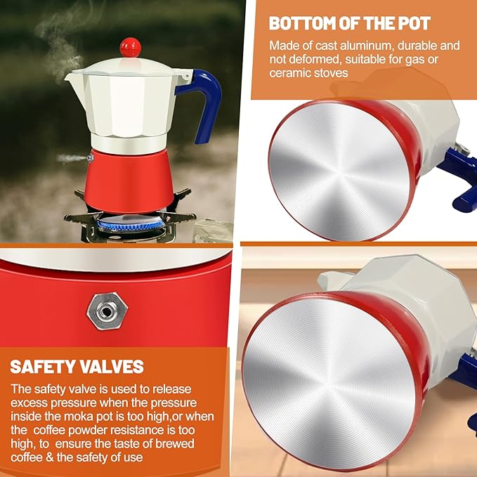 9 Cup Aluminum Espresso Stovetop Moka Pot Express Coffee Maker Percolator Italian Classic Mocha Coffee Machine for Italian and Cuban Cafe Brewing for Home & Camping 450ml 15oz