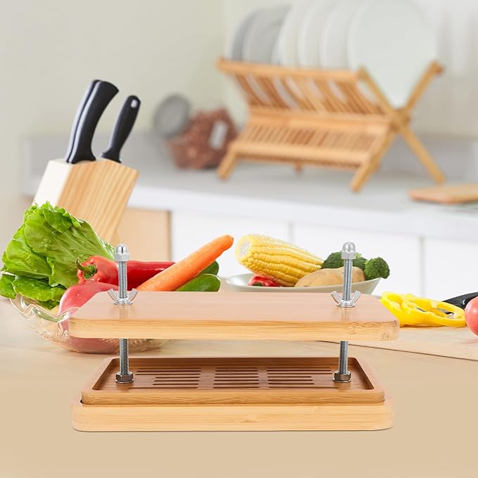 VICASKY Tofu Press and Drainer with 3-layer Drip Tray, 26x15cm Bean Curd Making Tool for Homemade Tofu, Adjustable Pressure Kitchen Mold for Household Use