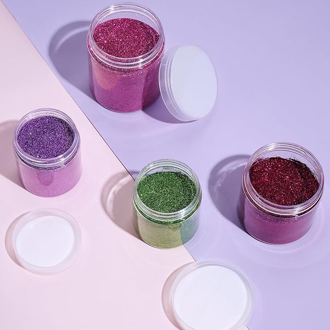 48 Pack 8 OZ Plastic Jars Round Clear Cosmetic Container Jars with Clear Lids, Eternal Moment Plastic Slime Jars for Lotion, Cream, Ointments, Makeup, Eyeshadow, Rhinestone, Samples, Travel Storage