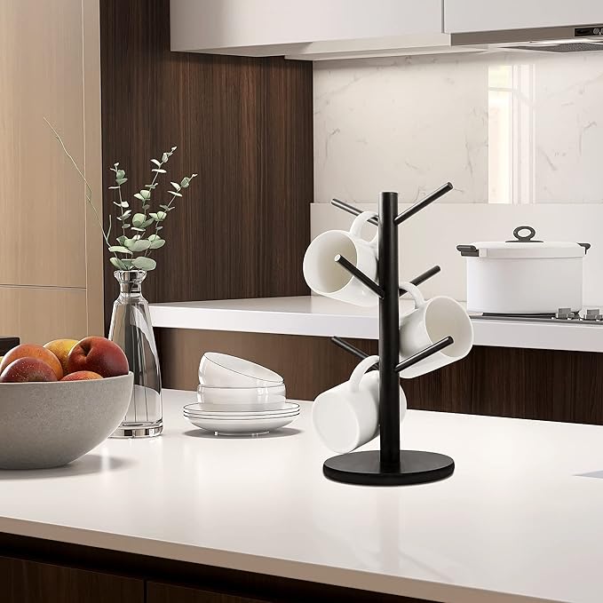 MyLifeUNIT Mug Holder Tree, Coffee Cup Holder with 6 Hooks (Black) | MyLifeUNIT, Mug Holder Tree, Coffee Cup Holder, 6 Hooks, Black