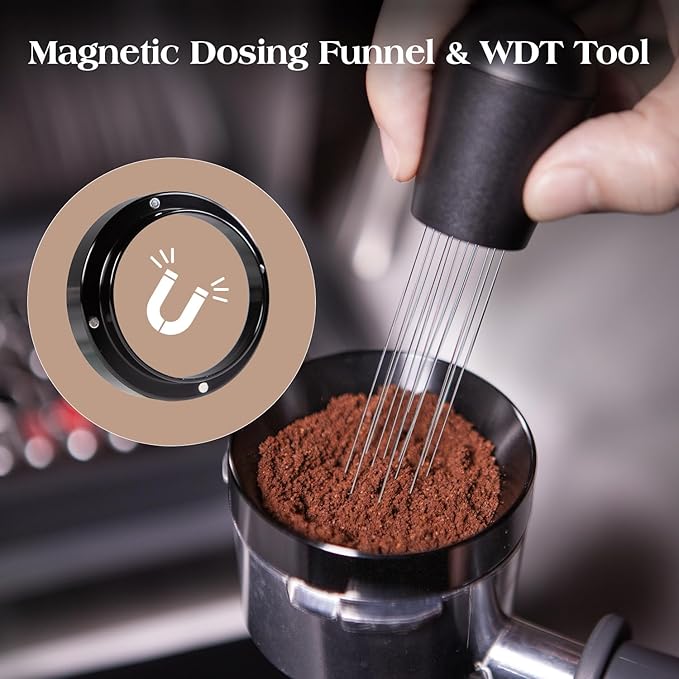 7 PCS 58mm Espresso Accessories Kit: Espresso Tamper, Coffee Distributor, Puck Screen, Dosing Funnel and WDT Tool Espresso Machine Accessories, Professional Espresso Tools