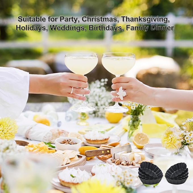4 Inch Mini Quiche Pans Gold 6 Pack. Egg Tart Molds w/Removable Bottom, Non-Stick Coating, Rugged Carbon Steel for Small Tart Quiche Pie Making. Gift for Women Christmas Thanksgiving Festival