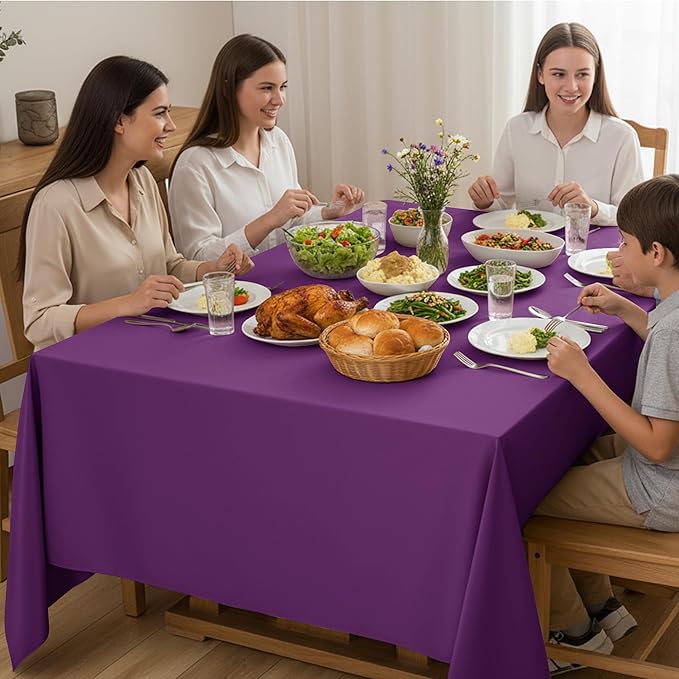 10-Pack Purple Tablecloths for Rectangle Tables, 60 x 120 Inches, Stain-Resistant Polyester Fabric for 6 Foot Tables - Washable Table Covers for Weddings, Banquets, Birthday Parties, Events