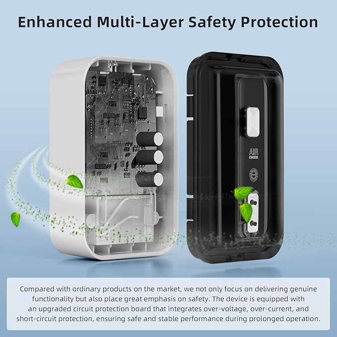 Plug-In Air Ionizers & Ionic Air Purifier,Negative Ion Generator, with Temperature Display,Ozone Free Filterless Odor Eliminator, Pet & Litter Box Deodorizer, Quiet Bedroom/Kitchen/Bathroom Freshener