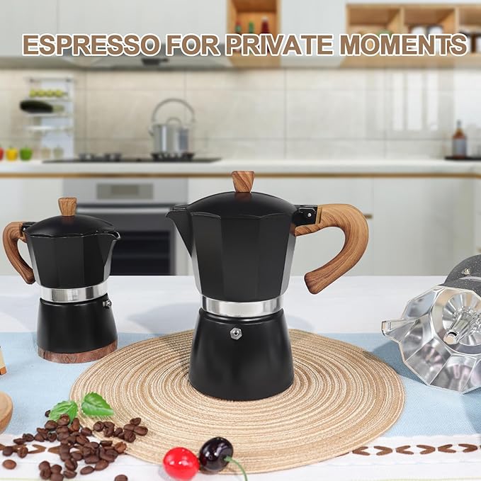 Aluminum 3 Cup 150ml Moka Pot Express Coffee Maker Stovetop Espresso Colorful Coffeemaker Italian Classic Style Brewing Greca Cafe Mocha Machine for Cafeteras Lover Camping Travel and Home Use 5oz