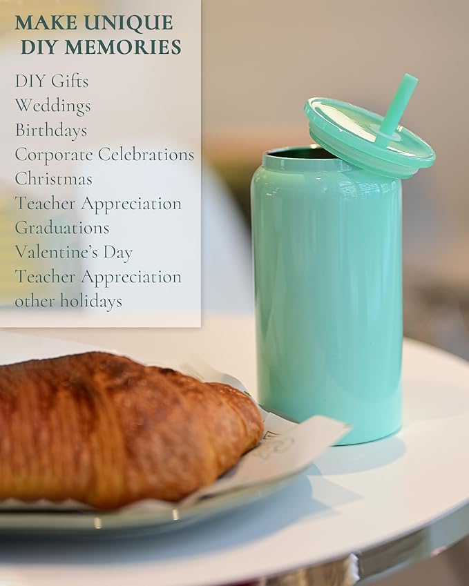 6 Pack Glass Cups With Lids and Straws, 16oz Stainless Steel Cup for Beer, Iced Coffee, Smoothie, Whiskey, Soda, Tea, Water - Sublimation With Coaster