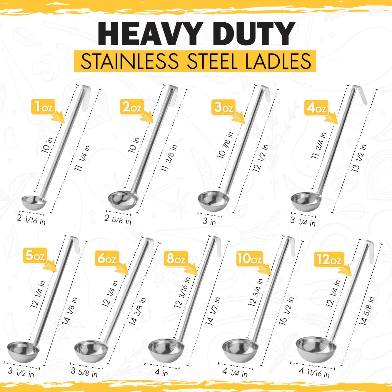 Ladle - Durable Stainless Steel Ladle Serving Measuring Soup Dressing Sauce Gravy Sturdy Dependable Long Handle for Kitchen (1, 8 Oz.)