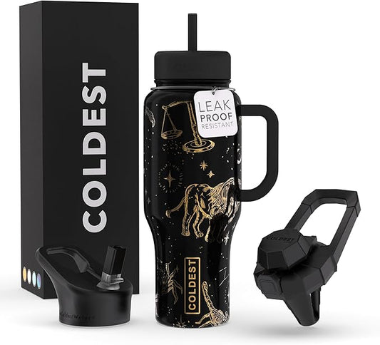 Coldest Tumbler with Handle and Straw, 100% Leak Proof Insulated Tumbler with Lid and Straw (3 Lids), Stainless Steel Tumblers for Women & Men, Cup Holder Friendly, 36 oz (Across Universe)