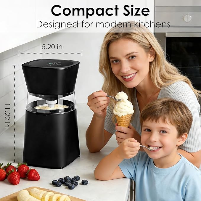 KITOART Ice Cream Maker Machine, Premium Electric Ice Cream Mini Maker Machine for Gelato, Sorbet & Frozen Yogurt - Low-Noise Operation - Easy to Clean