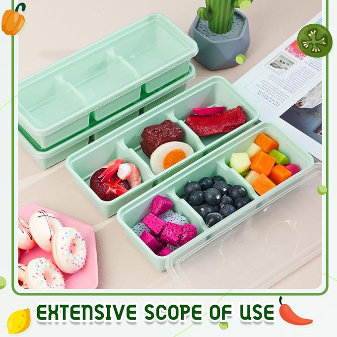 Hushee 10 Pack 17 oz Small Meal Prep Containers with 3 Compartments Snack Containers with Lid Disposable Plastic Bento Box Travel Lunch Food Boxes Stackable for Office Picnic (Mint Green)