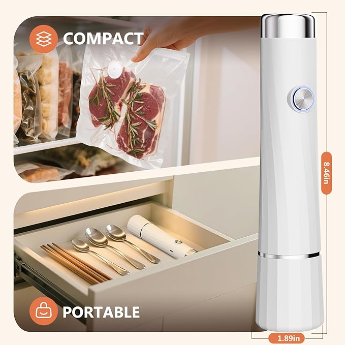 Vacuum Sealer For Food (Compact Vacuum Sealers+30 Reusable Vacuum Bags), Powerful Handheld Vacuum Sealer for 10X Preservation & Fresh