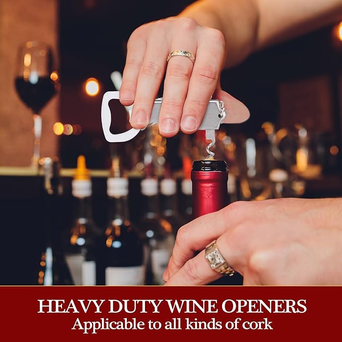 Ziliny 24 Pcs Bottle Opener Keychain Bulk Wine Bottle Beer Opener Keychain 3.27" Stainless Steel Corkscrew Waiter Corkscrew Wine Keyring Gifts for Christmas Bar Party Wedding Home (Silver)