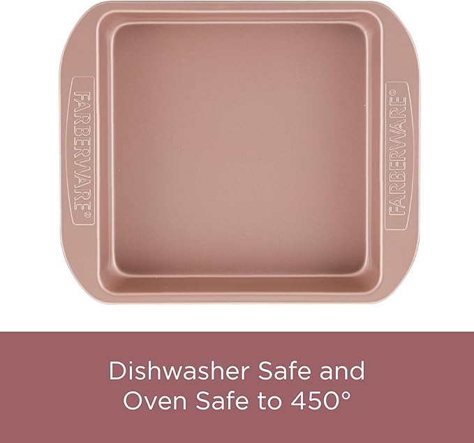 Farberware Baking Nonstick Cake Pan, Rectangle, 9 Inch x 13 Inch, Red Rose Gold