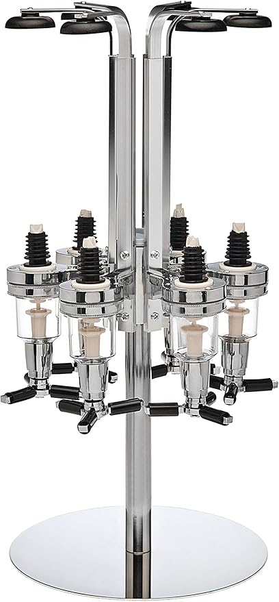 Godinger 6 Bottle Liquor Dispenser, Revolving Whiskey Bottle Dispenser Holder