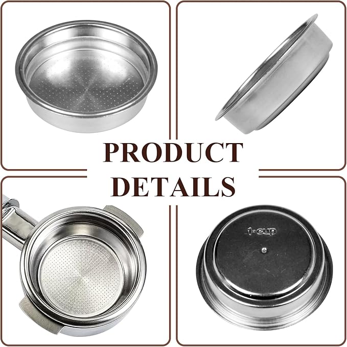 1 Pack 51mm Stainless Steel Coffee Filter Basket, Espresso Portafilter Machine Parts Compatible with CASABREWS, Gevi (1, One Cup)