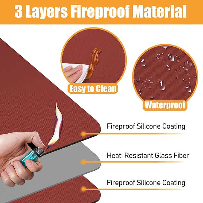 Red Heat Resistant Mat 12x14in, Hot Pads for Counter Top Heat Protection, Under Air Fryer Coffee Machine Mat, Appliance Protector Pad