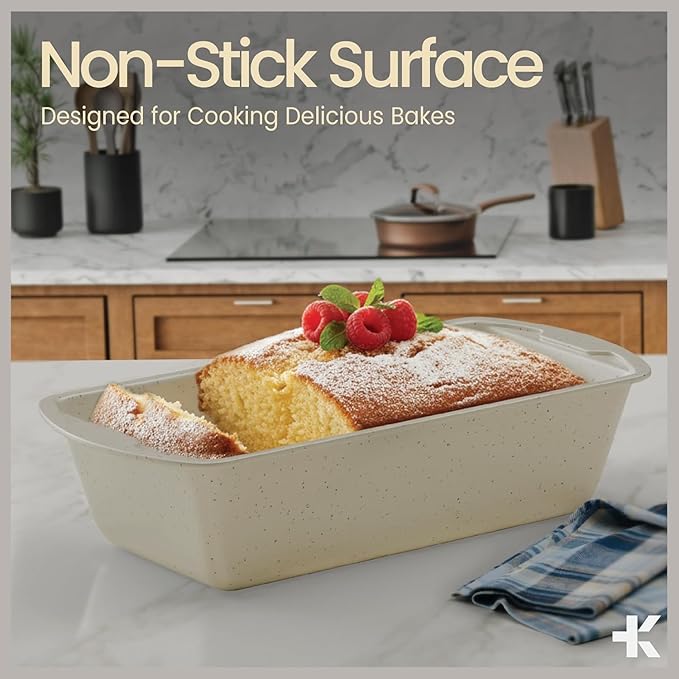 Nonstick Loaf Pan Set Pack of 1, Carbon Steel 11" Large Baking Bread Pan, Oven Safe Up to 450°F, PFOA, PFOS, PTFE Free, Space Saving Stackable Design, Stain Resistant, Dishwasher Friendly,White Marble